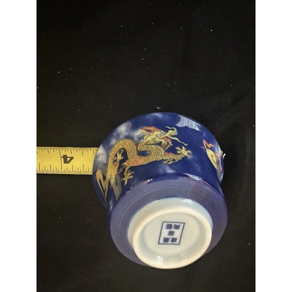 Jianzhan Ceramics Blue Gold Dragon Porcelain Tea Cup 4oz Chinese Kung Fu Tea Cup